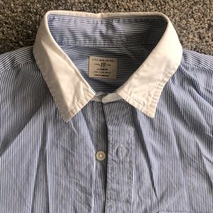 J. Crew 2-Ply 100% Cotton Bankers Striped Dress Shirt S (14 - 14 1/2)